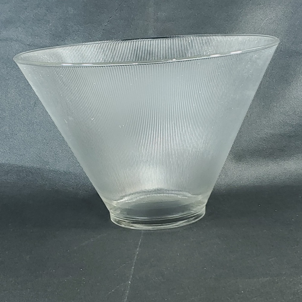 Ribbed Clear Glass Punch Bowl Chip Bowl Serving Bowl MCM Federal Norse